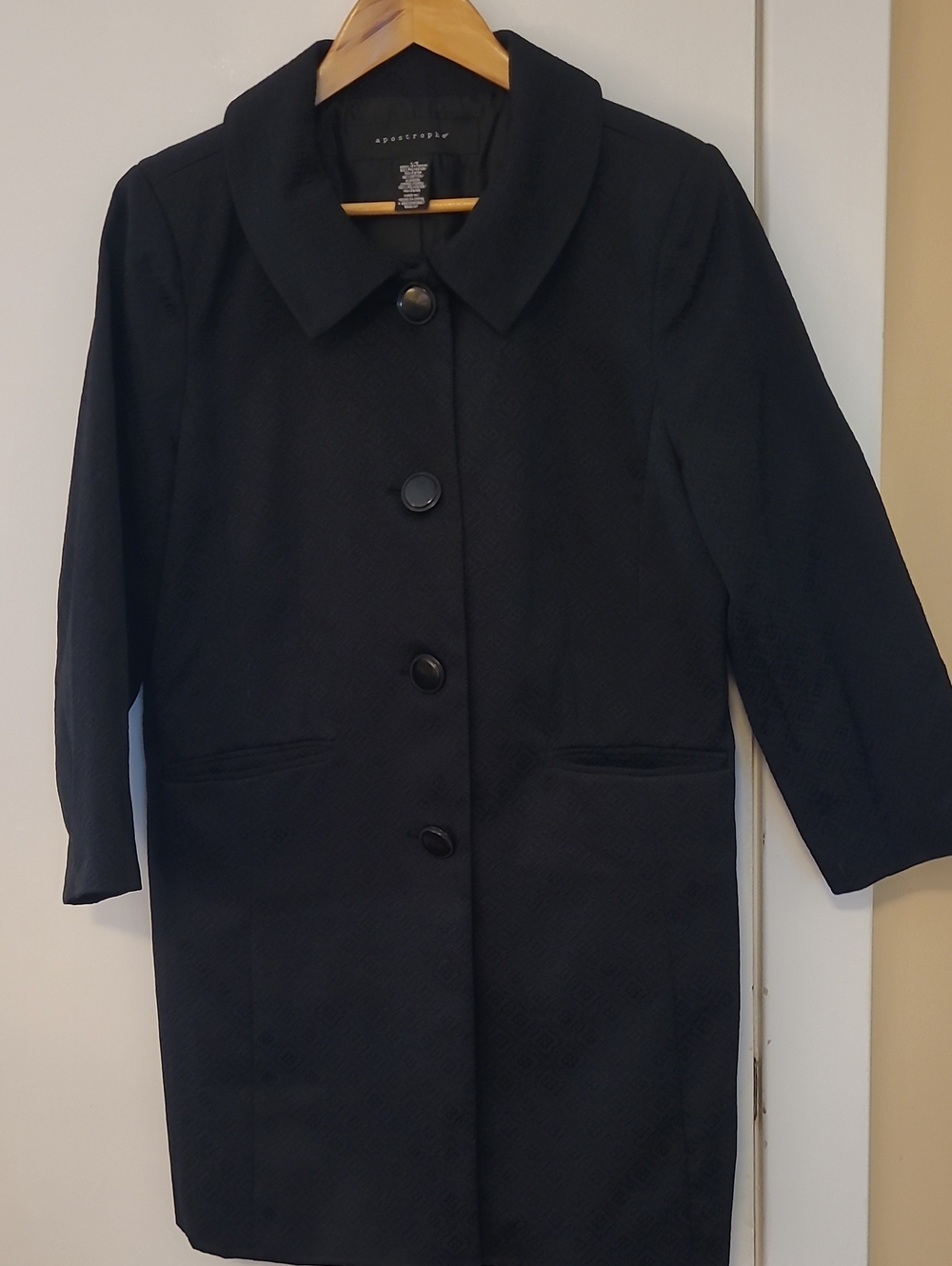 Apostrophe Black Single-Breasted Knee-Length Coat